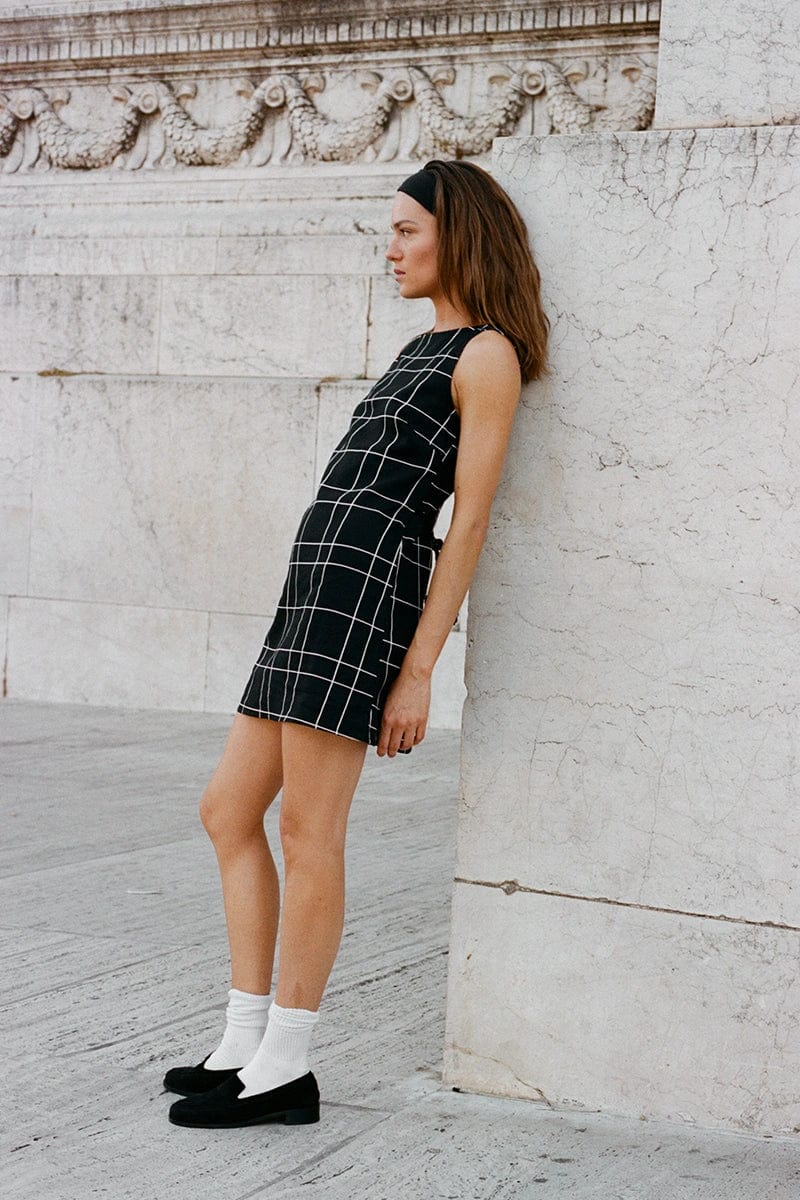 Lui Mini Dress Letizia Check Black - Faithfull the Brand