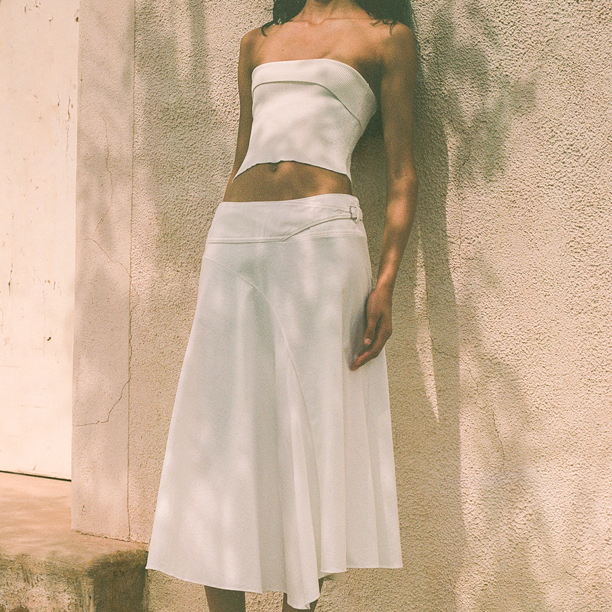 THEREDTHREAD S slit fit skirt petal白 THEREDTHREAD S slit fit skirt petal白