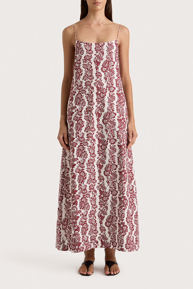 Alskar Maxi Dress Striped Floral Wine - Final Sale