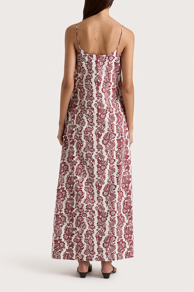 Alskar Maxi Dress Striped Floral Wine - Final Sale