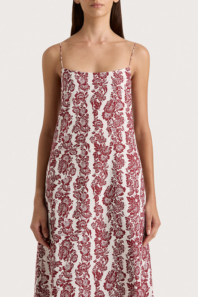 Alskar Maxi Dress Striped Floral Wine - Final Sale