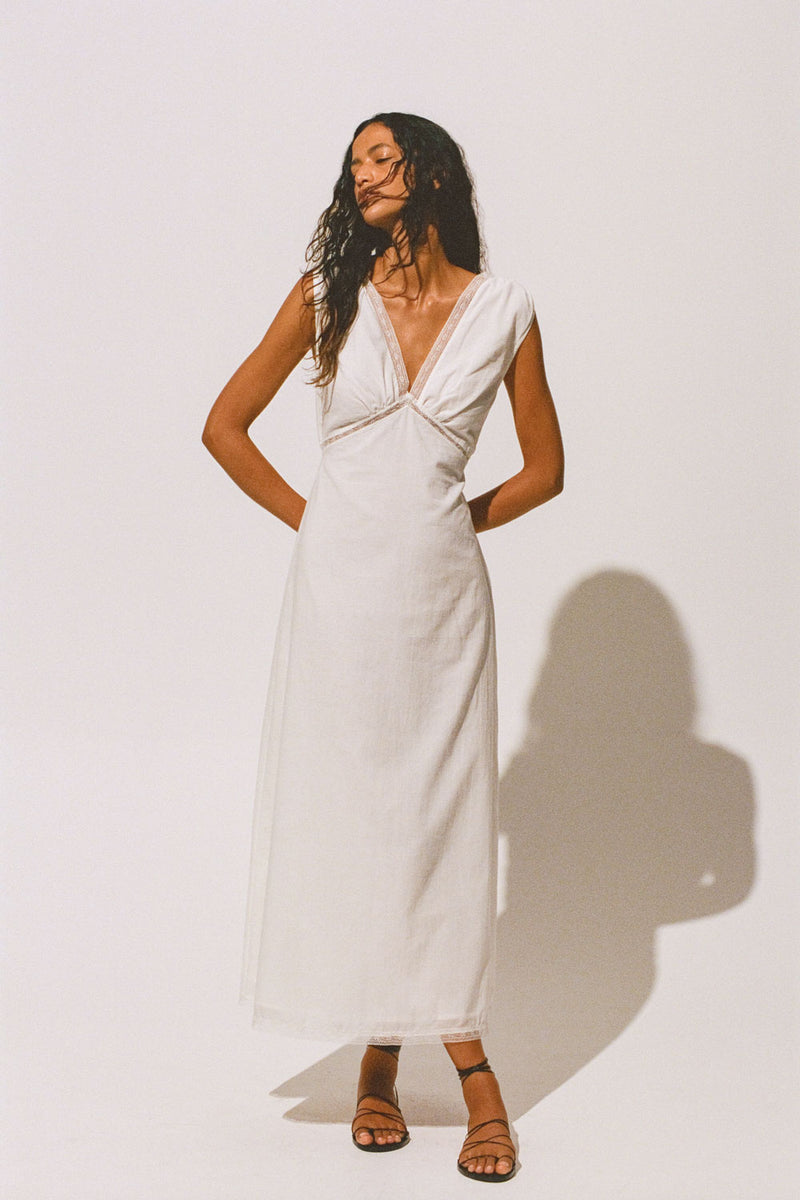 Denise Maxi Dress White - Final Sale, L / White