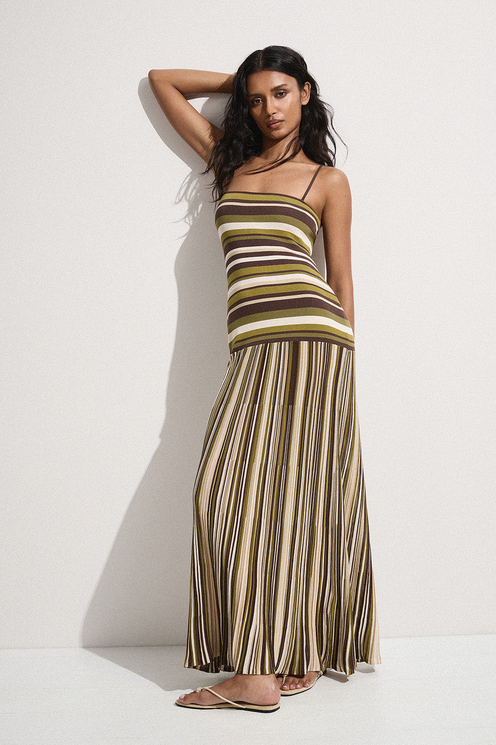 Essenia Knit Dress Espresso Pine Stripe – Faithfull the Brand