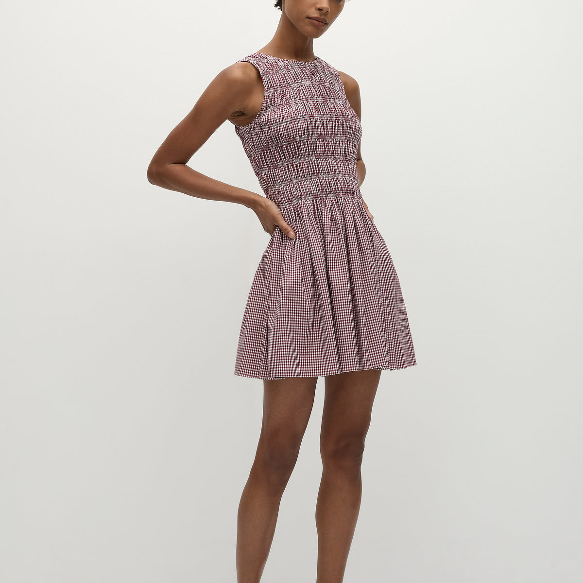 faithfull the brand cherie mini dress Heidi Mini Dress Gingham Deep Red