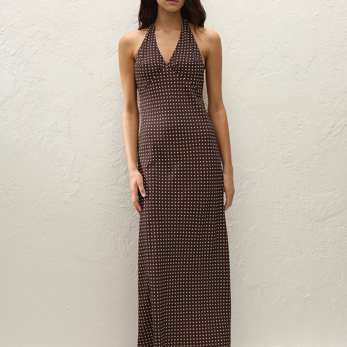 Rosa Maxi Dress Polkadot Chocolate Plum