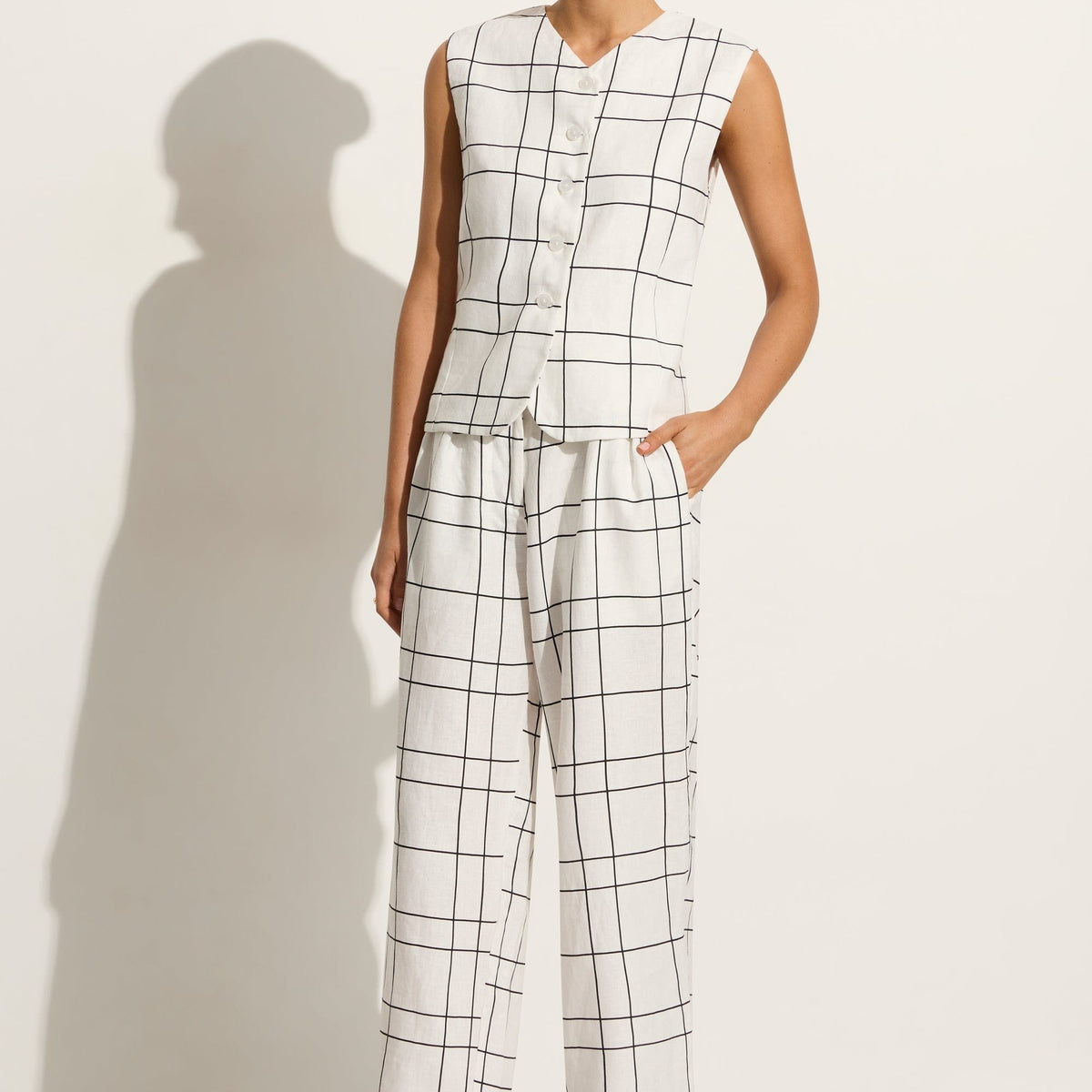 Duomo Pant Letizia Check White Faithfull the Brand