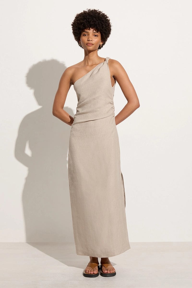 FAITHFULL THE BRAND + NET SUSTAIN Jomana one-shoulder ruched linen