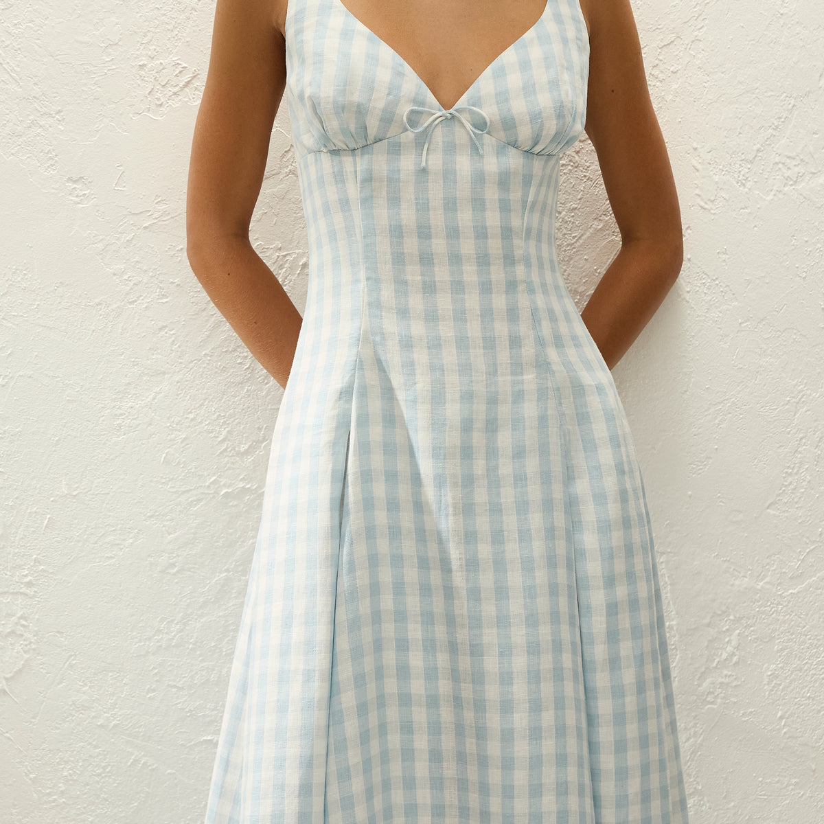 Adalee Midi Dress Sky Blue Gingham
