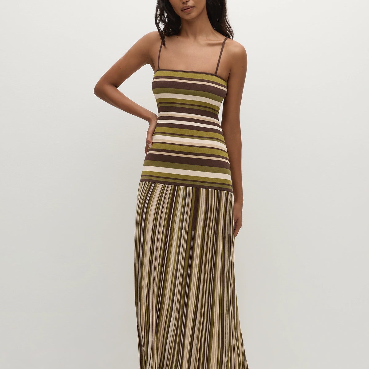 Essenia Knit Dress Espresso Pine Stripe – Faithfull the Brand