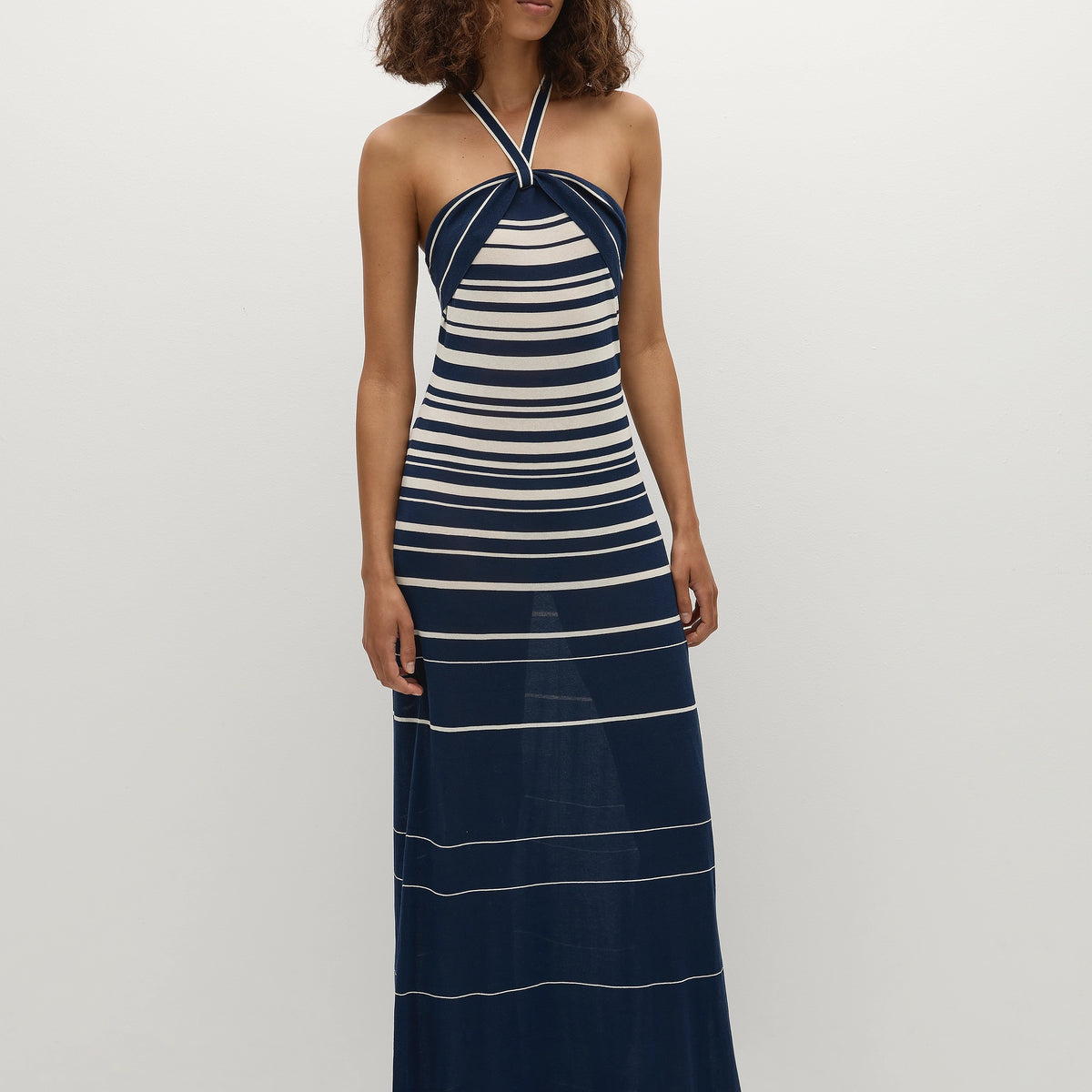 striped flounce maxi halter dress Vbvc Women's Striped Halter Maxi Dress,Ladies' Plunge Neck Smocked Waist Flowy Dress,Casual Cutout Waist Beach Sundress For Women,Gray,S-XL