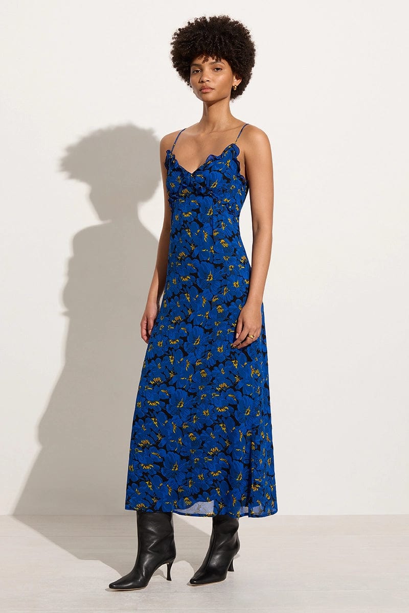 Limon Blue Dress the Faithfull Maye Midi Floral - El Brand