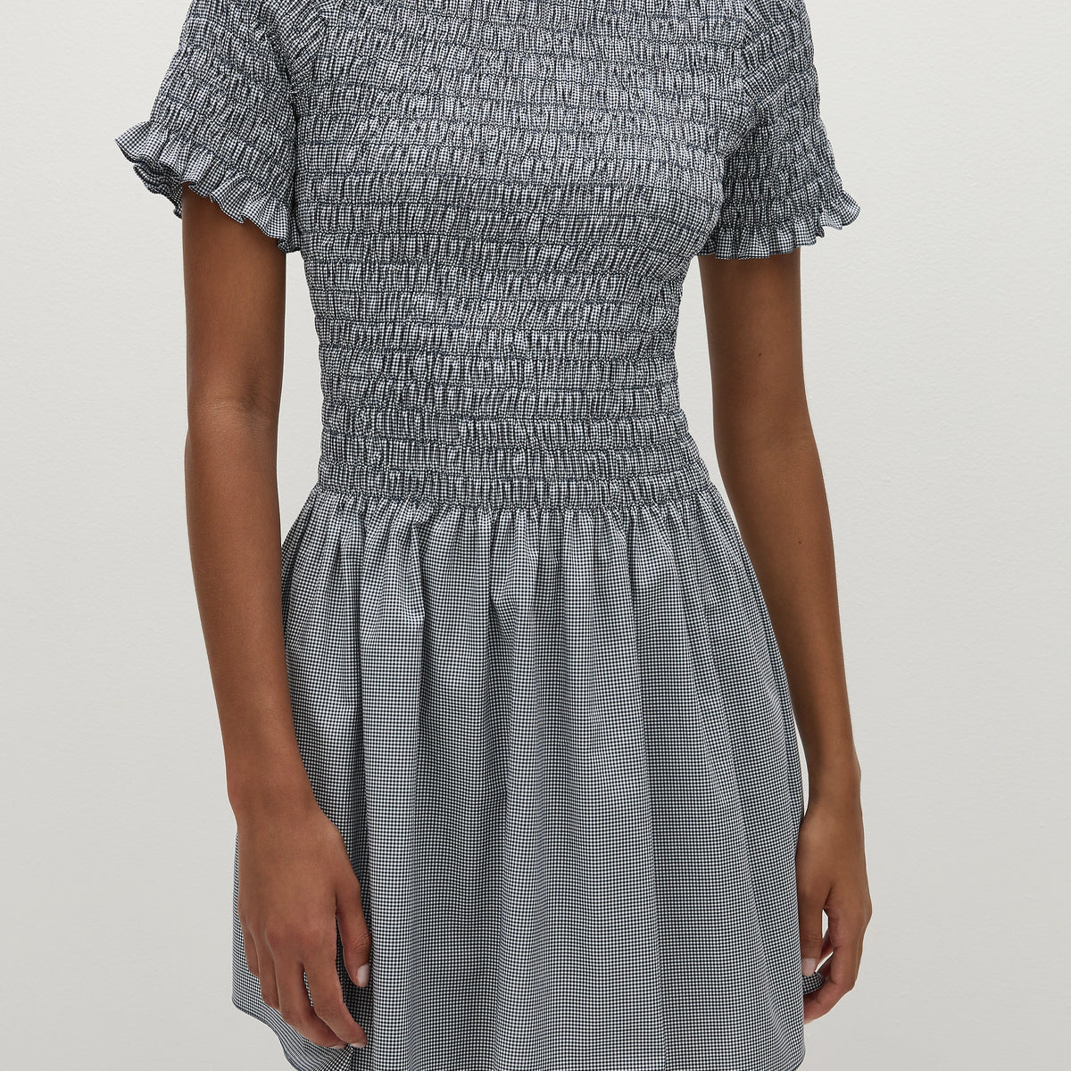 Edda Mini Dress Hanne Gingham Vintage Navy - Faithfull the Brand INT