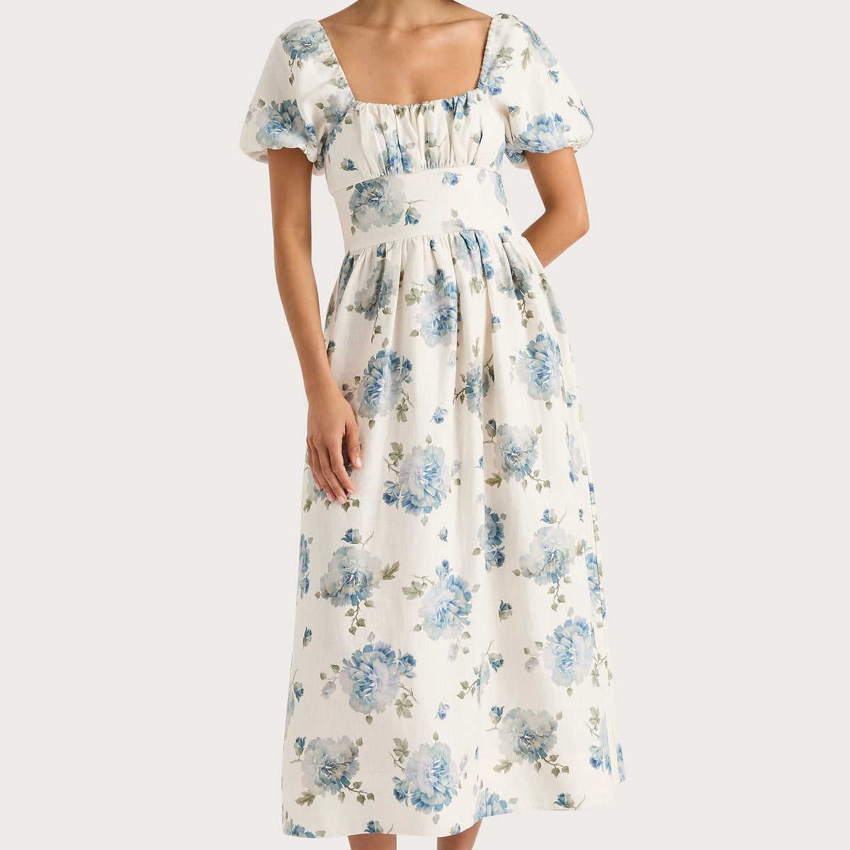 faithfull delia midi dress Faithfull the Brand Delia Petra Python Snake Natural Flared Midi Dress Medium