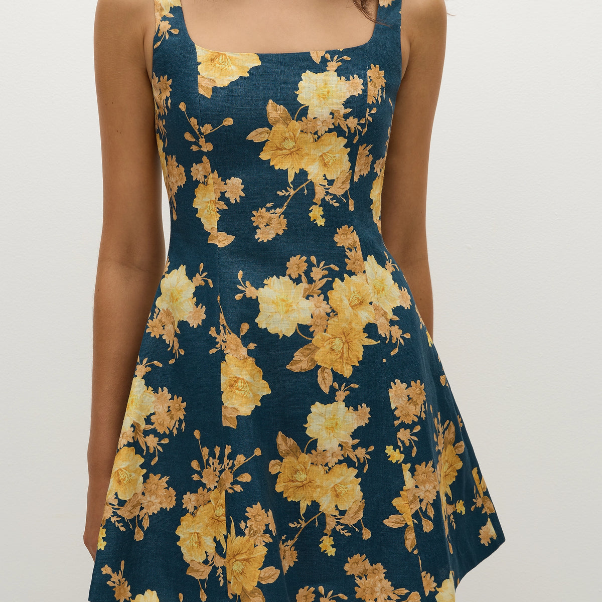 blue and yellow floral dress Felice Mini Dress Nora Floral Navy
