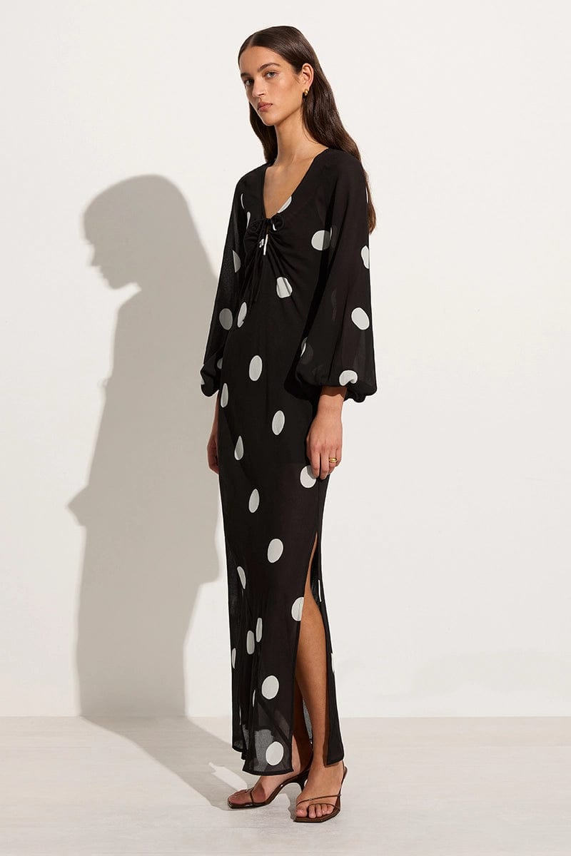 Long polka dot maxi hot sale dress