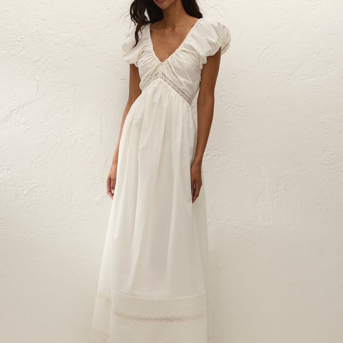 mila lace panelled frill trim maxi dress AllSaints + Mila Lace Panelled Frill Trim Maxi Dress