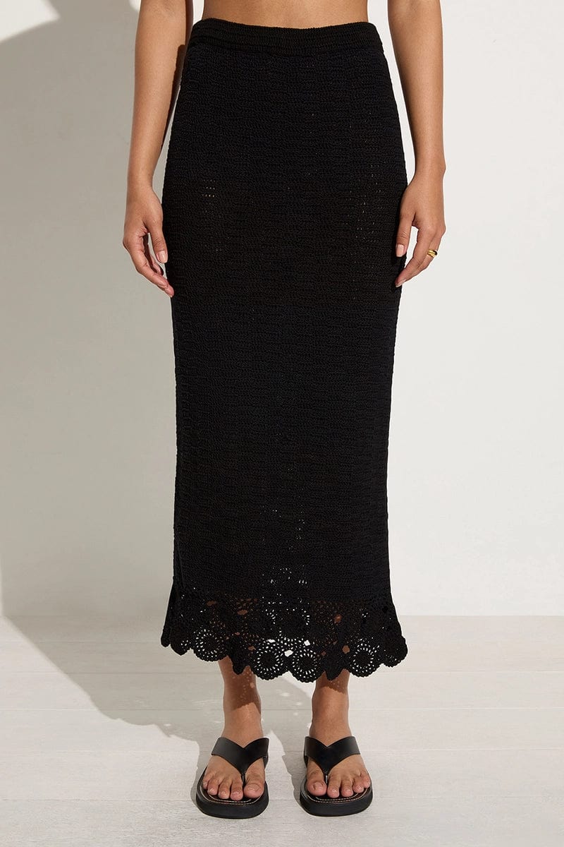 Lula Handmade Crochet Skirt Black Faithfull the Brand