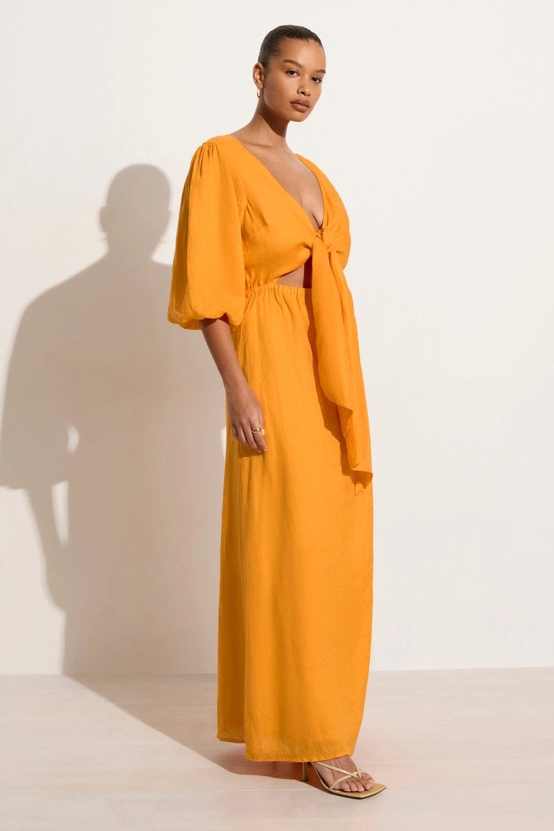 mustard wrap maxi dress