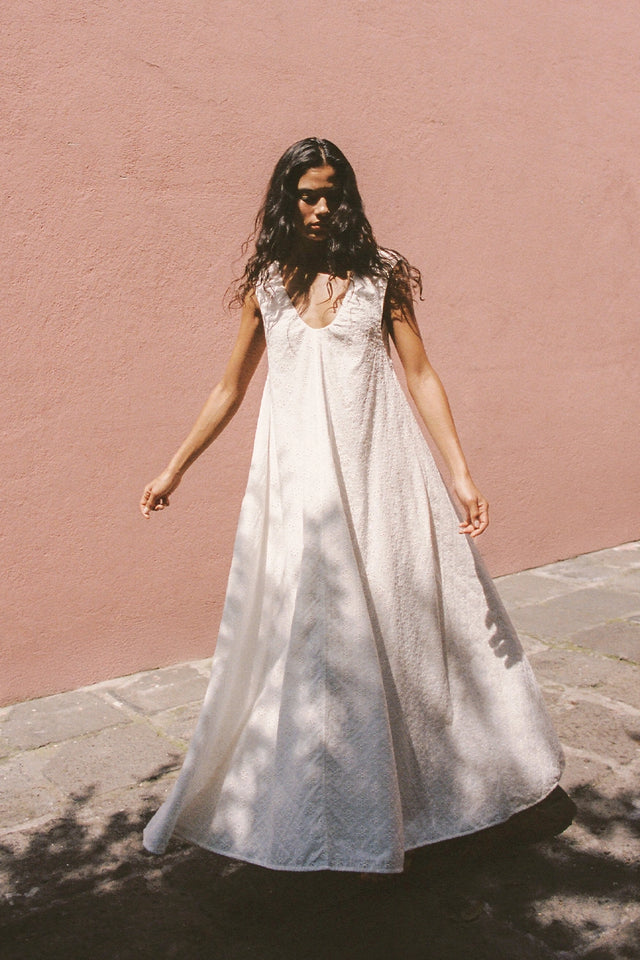 Juana Maxi Dress Valentina Broderie White