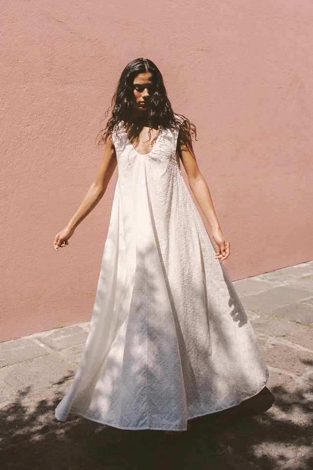 Juana Maxi Dress Valentina Broderie White