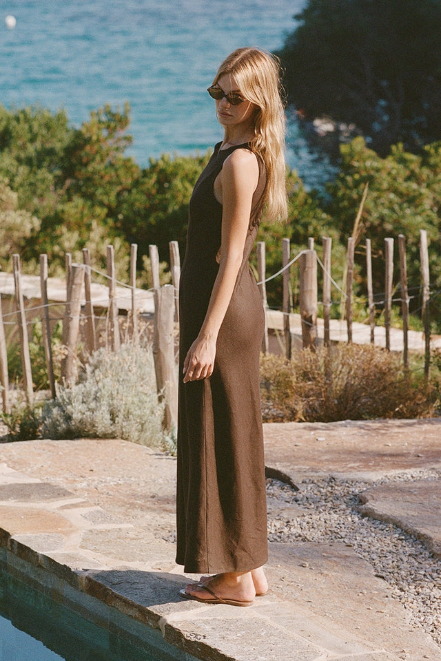 Lydie Maxi Dress Coffee - Faithfull the Brand INT Lydie Maxi Dress Coffee - Faithfull the Brand INT