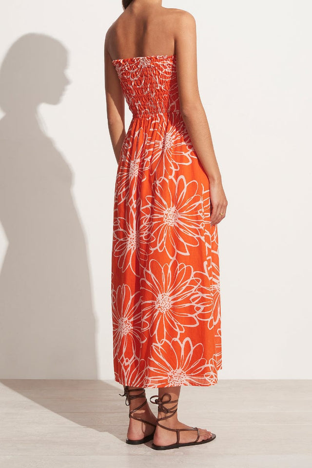 Abbas Midi Dress La Sirena Floral Print Orange - Final Sale