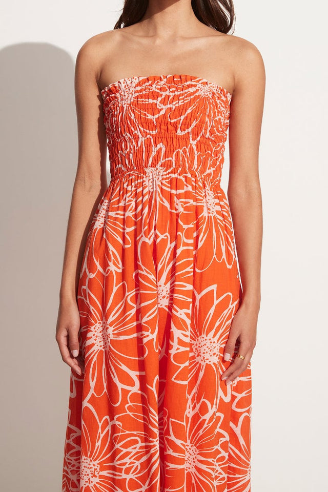 Abbas Midi Dress La Sirena Floral Print Orange - Final Sale