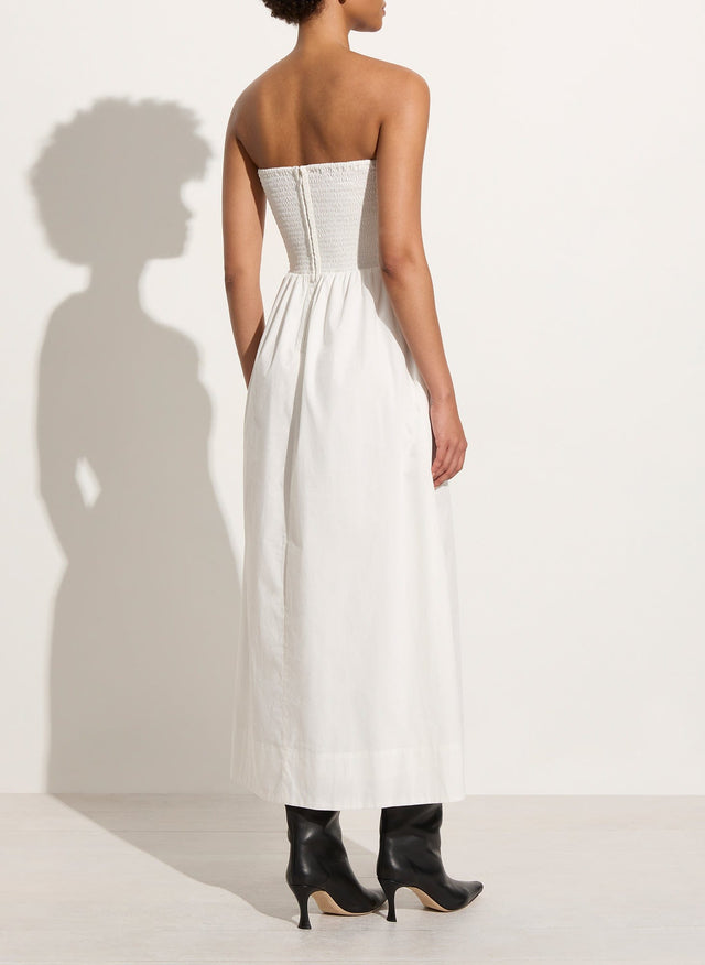 dominquez midi dress faithfull the brand brand faithfull the brand Faithfull the Brand Dominquez Strapless Midi Dress