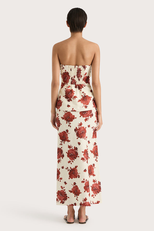 Elise Skirt Cecile Floral Garnet - Final Sale