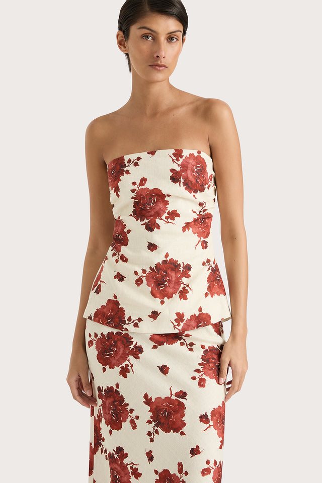 Alexa Top Cecile Floral Garnet - Final Sale