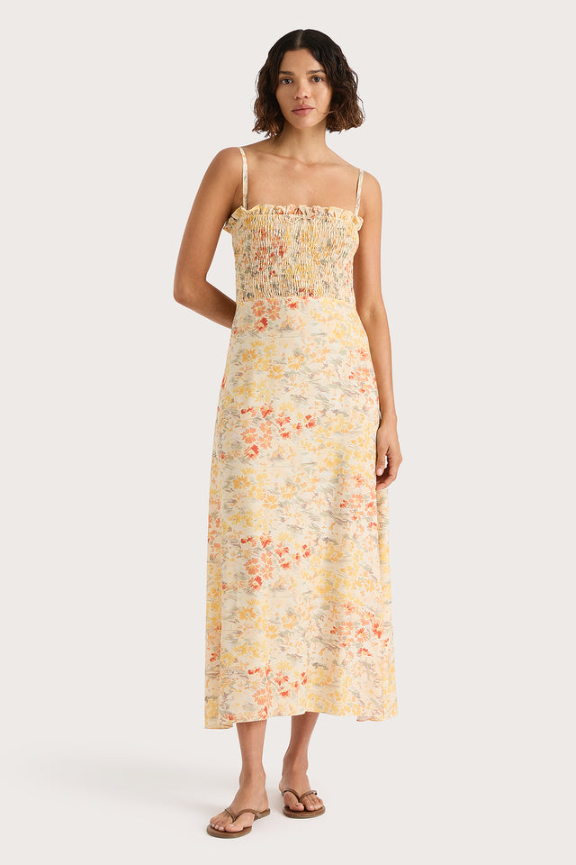 Sorana Midi Dress Adeline Floral Yellow- Final Sale