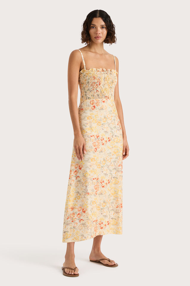 Sorana Midi Dress Adeline Floral Yellow- Final Sale