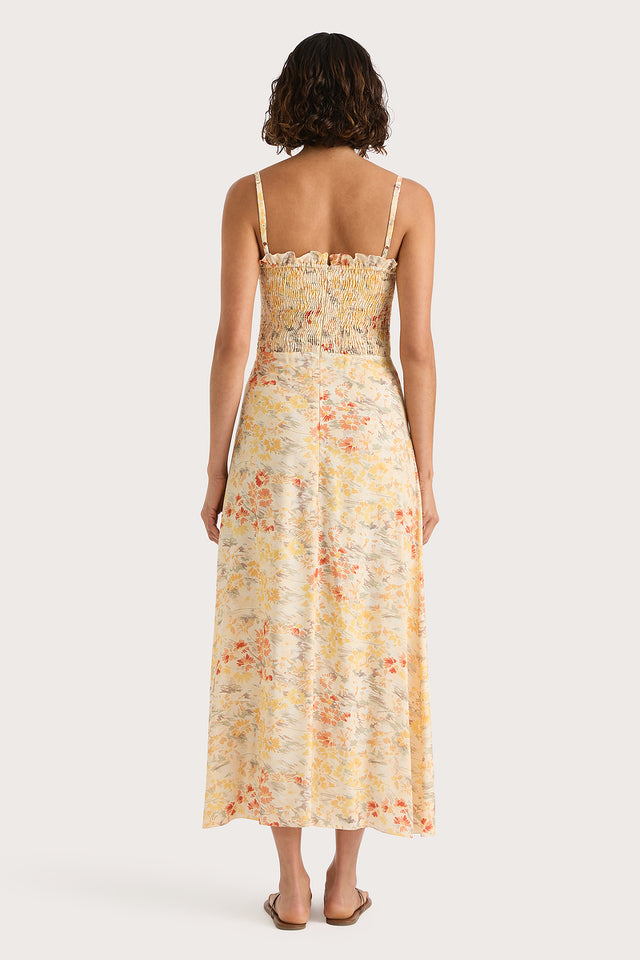 Sorana Midi Dress Adeline Floral Yellow- Final Sale