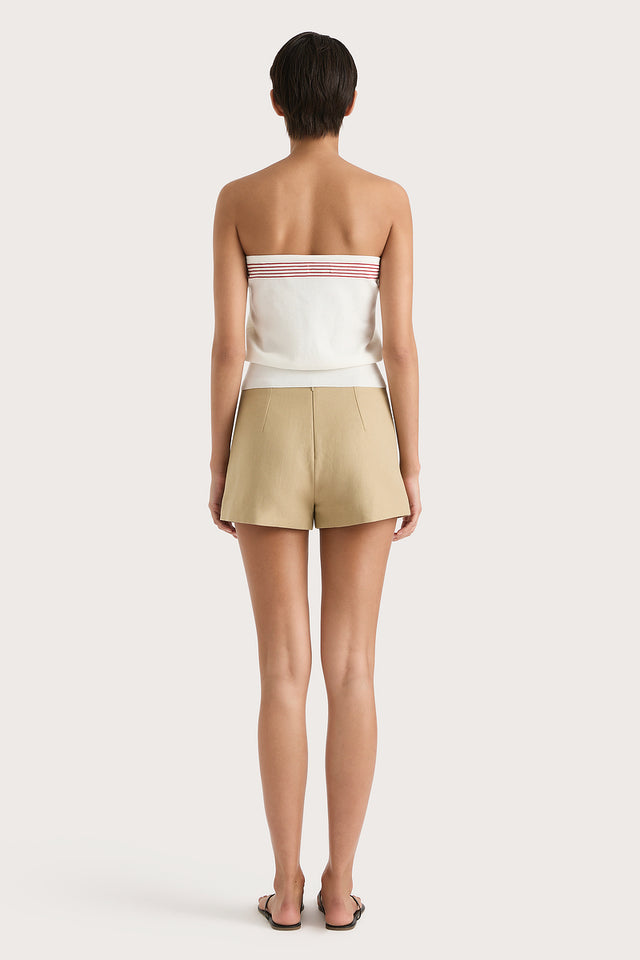 Arlette Strapless Top White Red Stripe - Final Sale