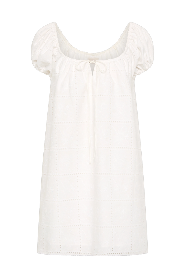 Serafina Mini Dress Handkerchief Broderie White