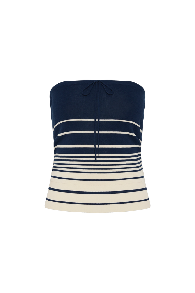 Arlette Strapless Top Navy Cream Stripe