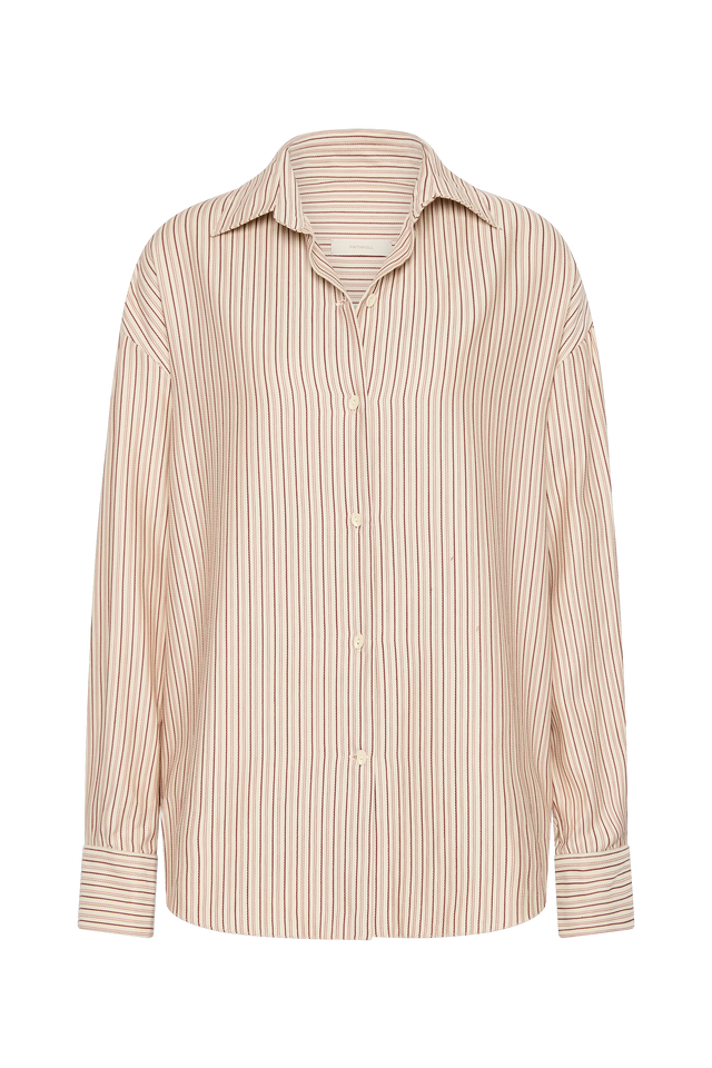 En Vau Shirt Pinstripe Garnet Blush