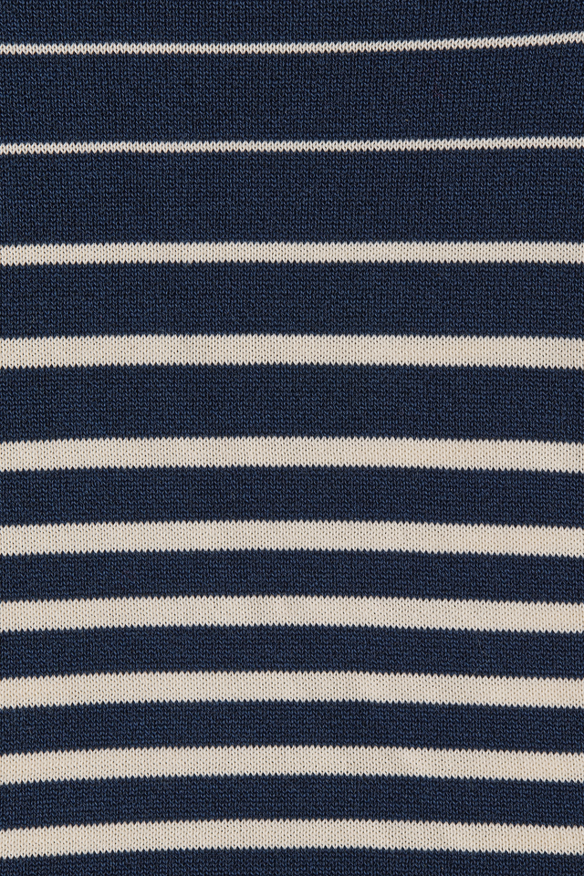 Harlow Oversized Polo Scandi Stripe Navy Cream