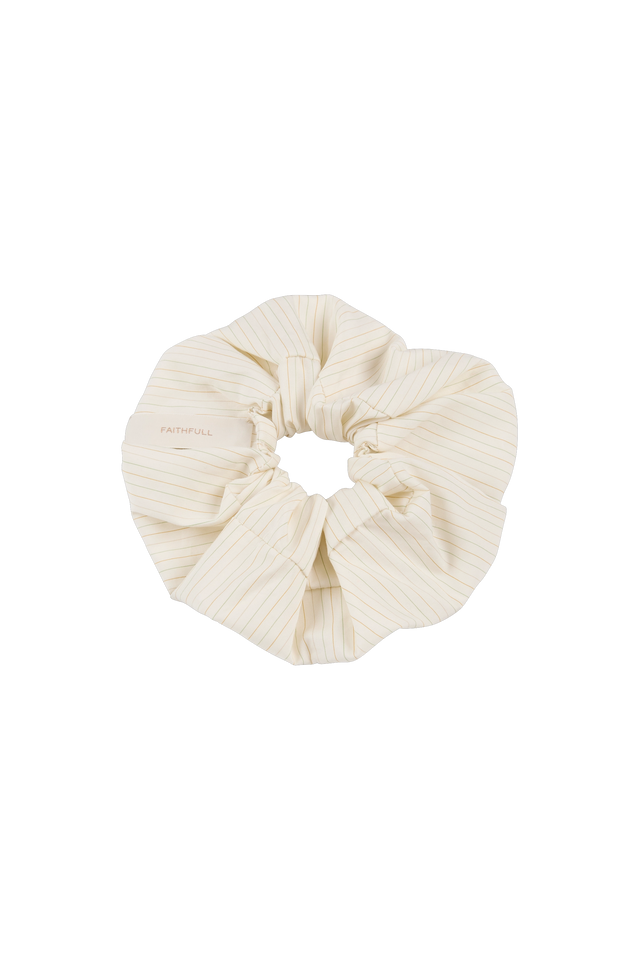 Hair Scrunchie Cream Pinstripe