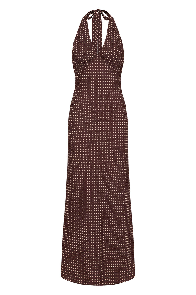 Rosa Maxi Dress Polkadot Chocolate Plum - Faithfull the Brand INT Rosa Maxi Dress Polkadot Chocolate Plum - Faithfull the Brand INT