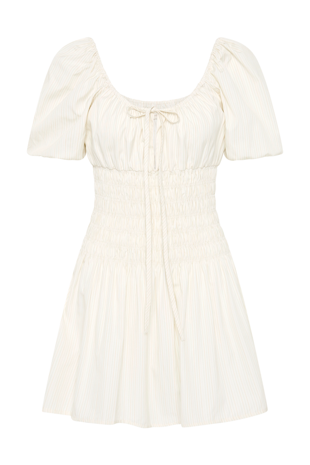 Aya Mini Dress Cream Pinstripe