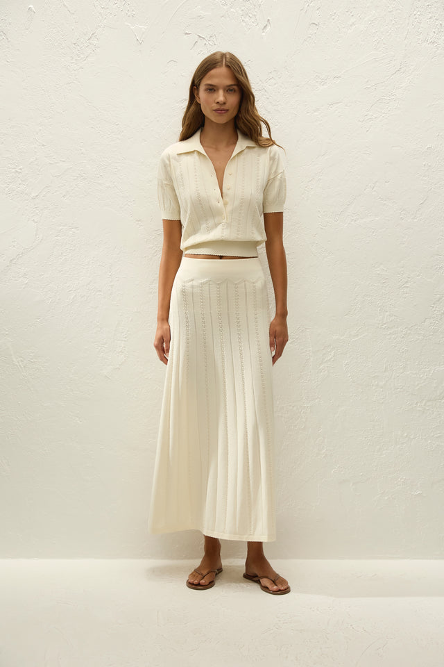 Mieralla Maxi Skirt Maja Pointelle Vintage White