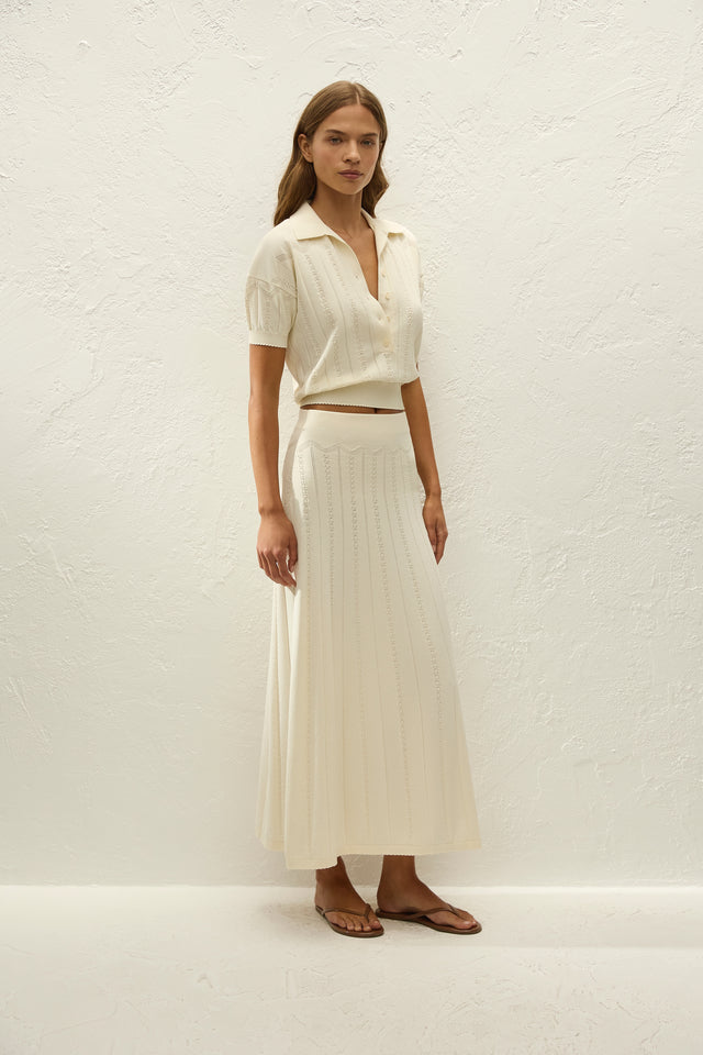 Mieralla Maxi Skirt Maja Pointelle Vintage White
