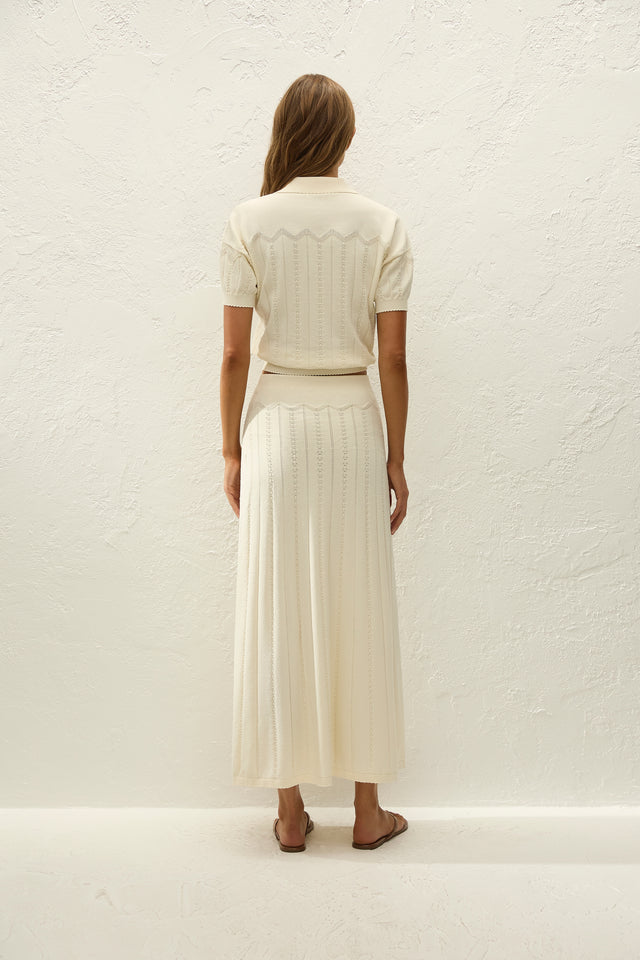 Mieralla Maxi Skirt Maja Pointelle Vintage White