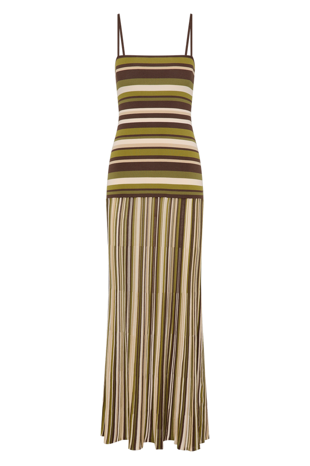 Essenia Knit Dress Espresso Pine Stripe Faithfull the Brand Essenia Knit Dress Espresso Pine Stripe Faithfull the Brand