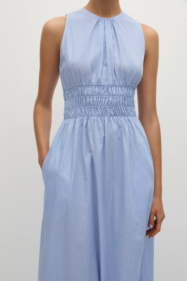 Astra Midi Dress Soft Blue Stripe - Faithfull the Brand INT Astra Midi Dress Soft Blue Stripe - Faithfull the Brand INT