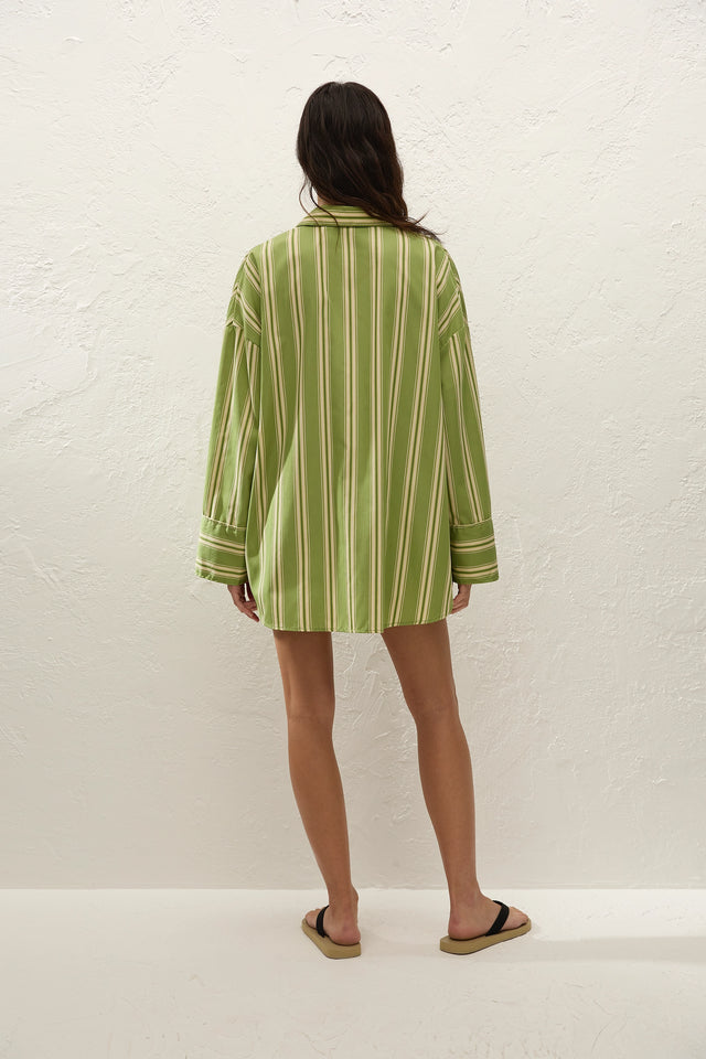 Clemente Shirt Ombre Stripe Juniper