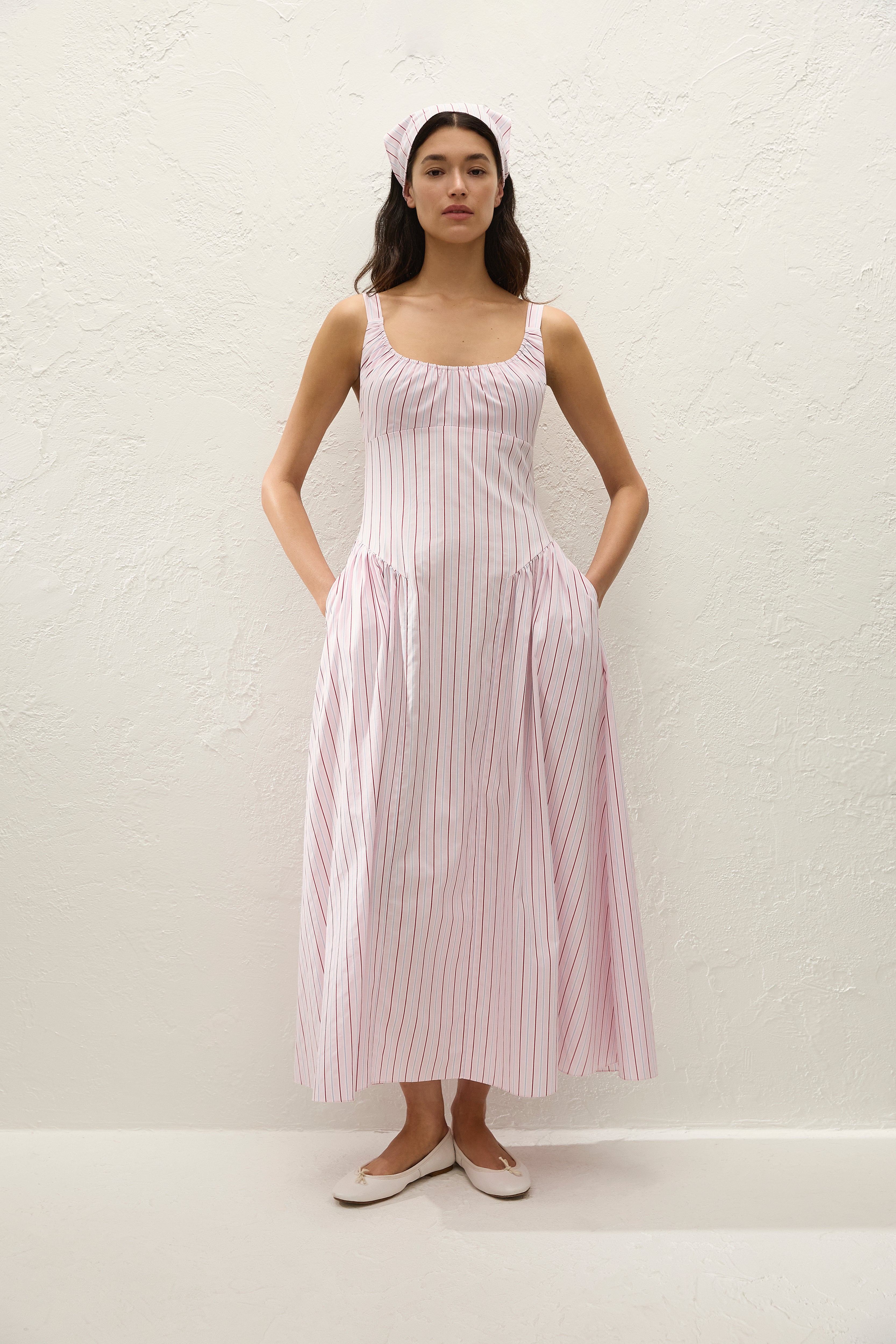 Marcella Midi Dress Fiori Stripe Palazzo - Faithfull the Brand INT