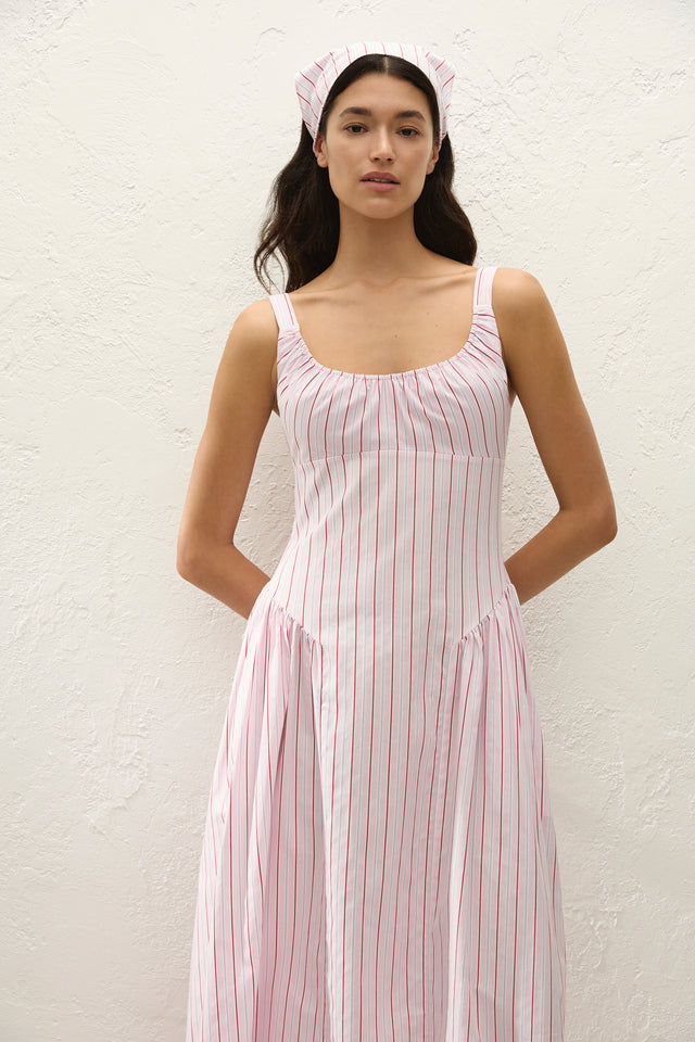 Marcella Midi Dress Fiori Stripe Palazzo