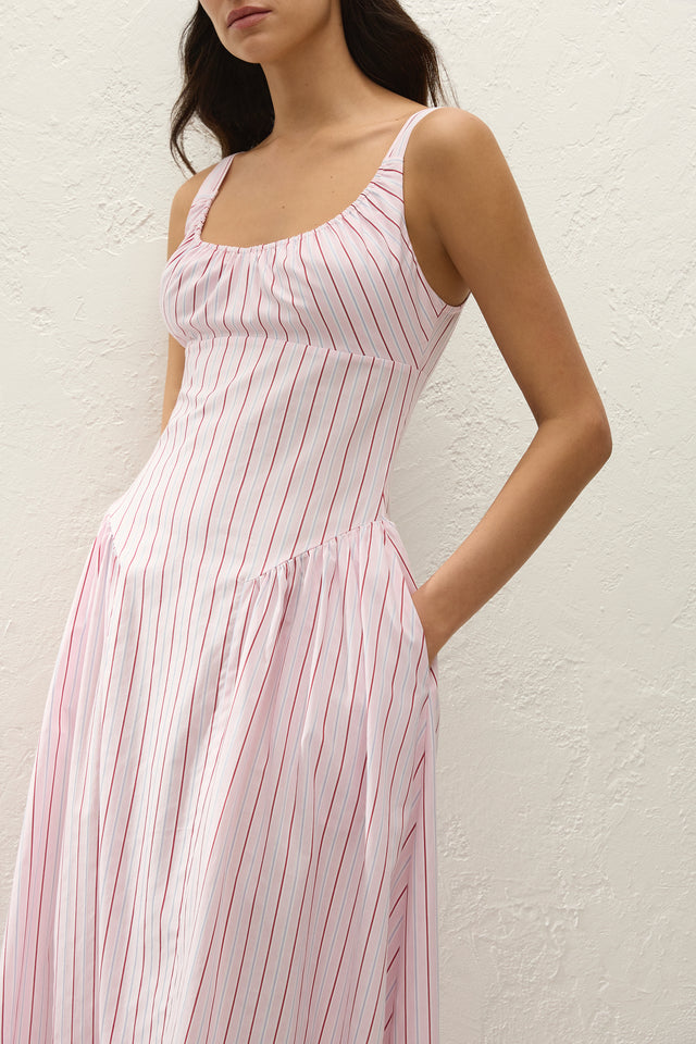 Marcella Midi Dress Fiori Stripe Palazzo